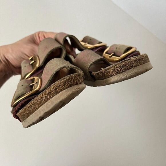 Birkenstock Arizona Big Buckle Washed Metallic Rose Two Strap Sandals 37 Narrow - Picture 4 of 11